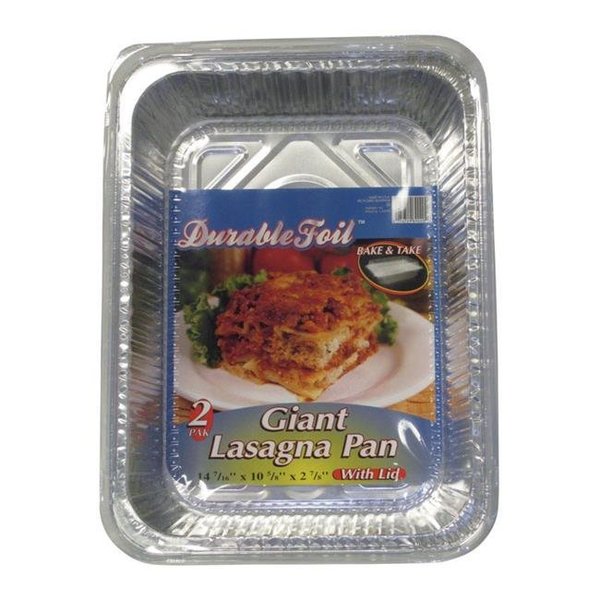 Home Plus Home Plus 6392138 10.62 x 14.43 in. Durable Foil Lasagna Pan with Lid - Silver- pack of 12 6392138